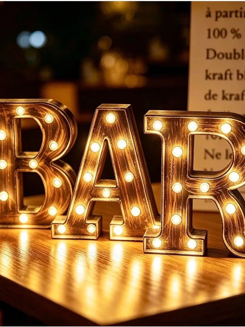 Illuminated BAR Marquee Letters - Warm Gold LED